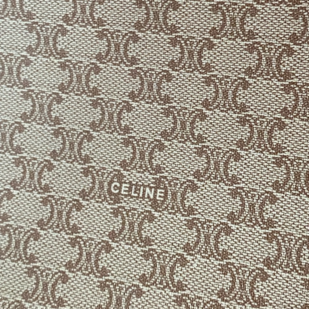 Celine Brown and Cream Patterned Tote Handbag / Purse with Brass Accent - Picture 4 of 10